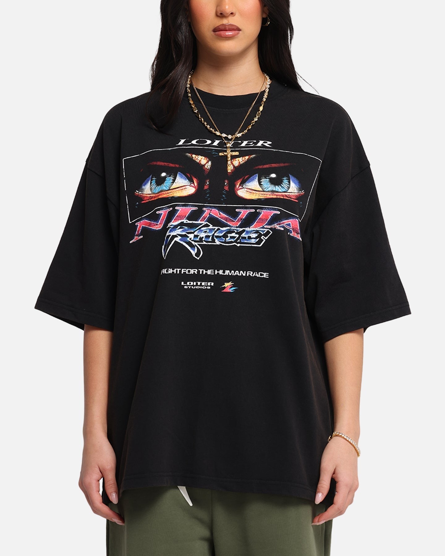 Loiter Ninja Vintage T-Shirt Vintage Charcoal Style001