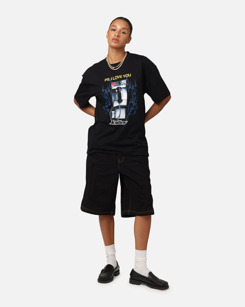 Loiter Phonebooth Vintage Drop T-Shirt Black Style001
