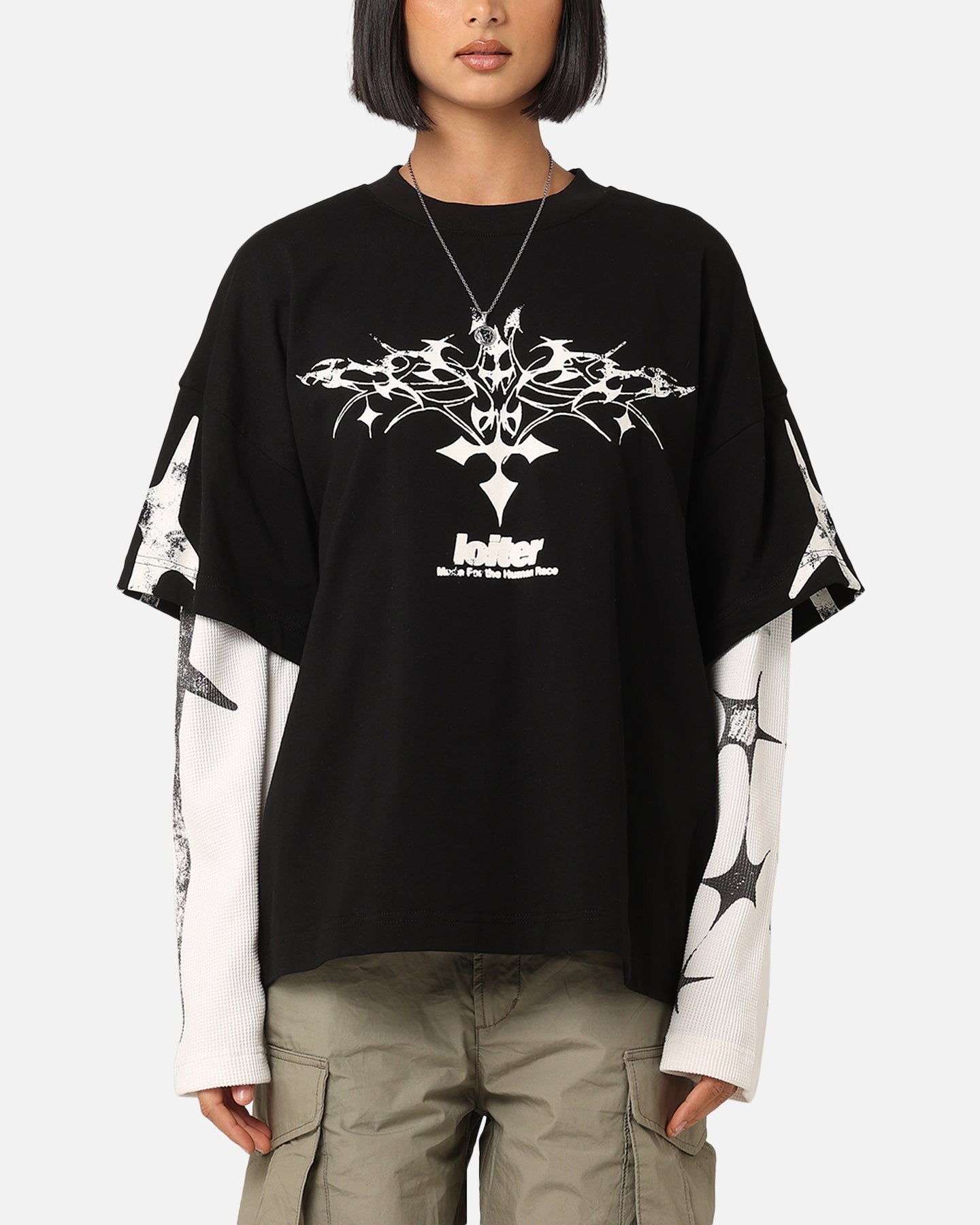 Loiter Seek N Destroy Long Sleeve T-Shirt Vintage Black Style001