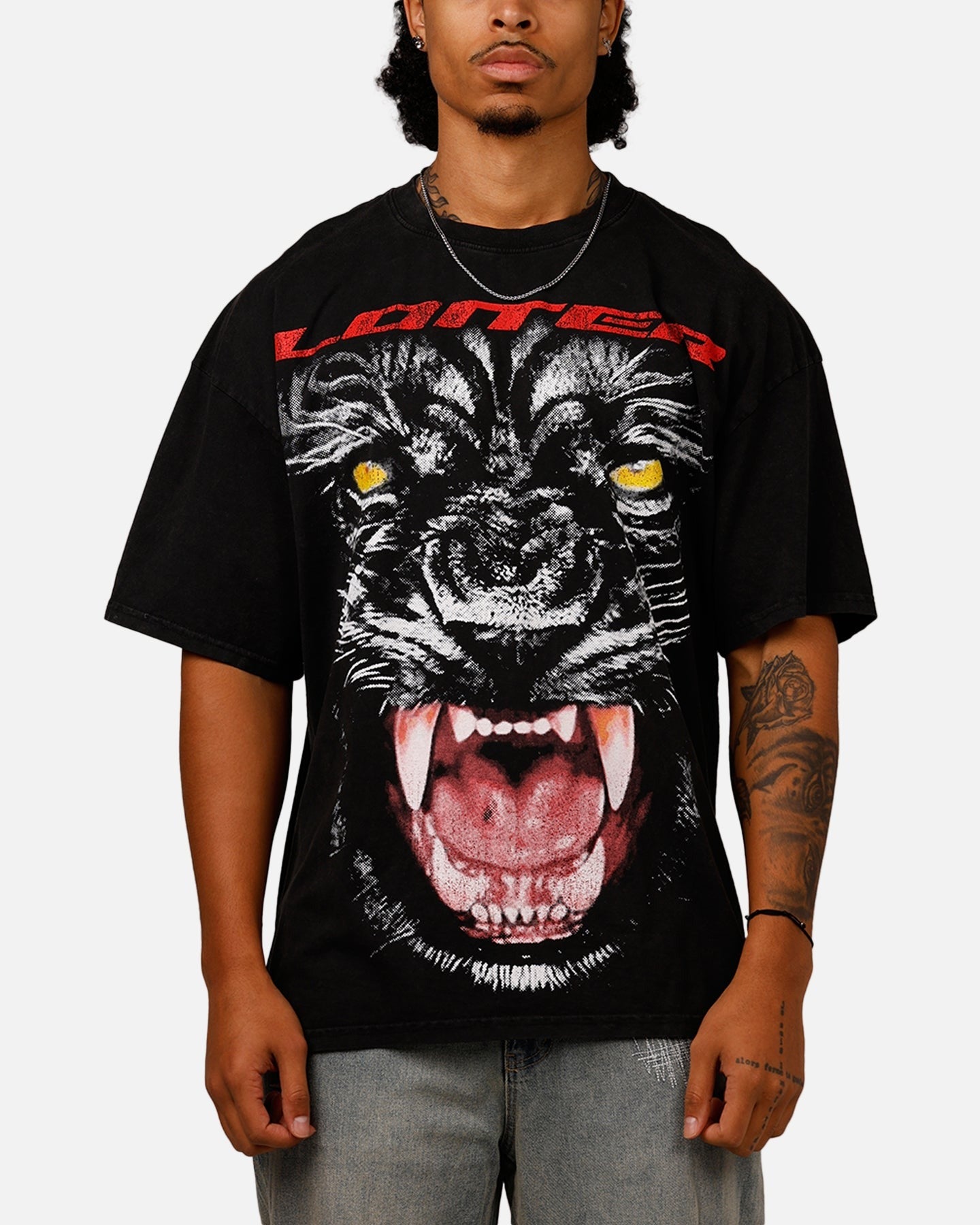 Loiter Urban Beast Vintage T-Shirt Black Acidwash