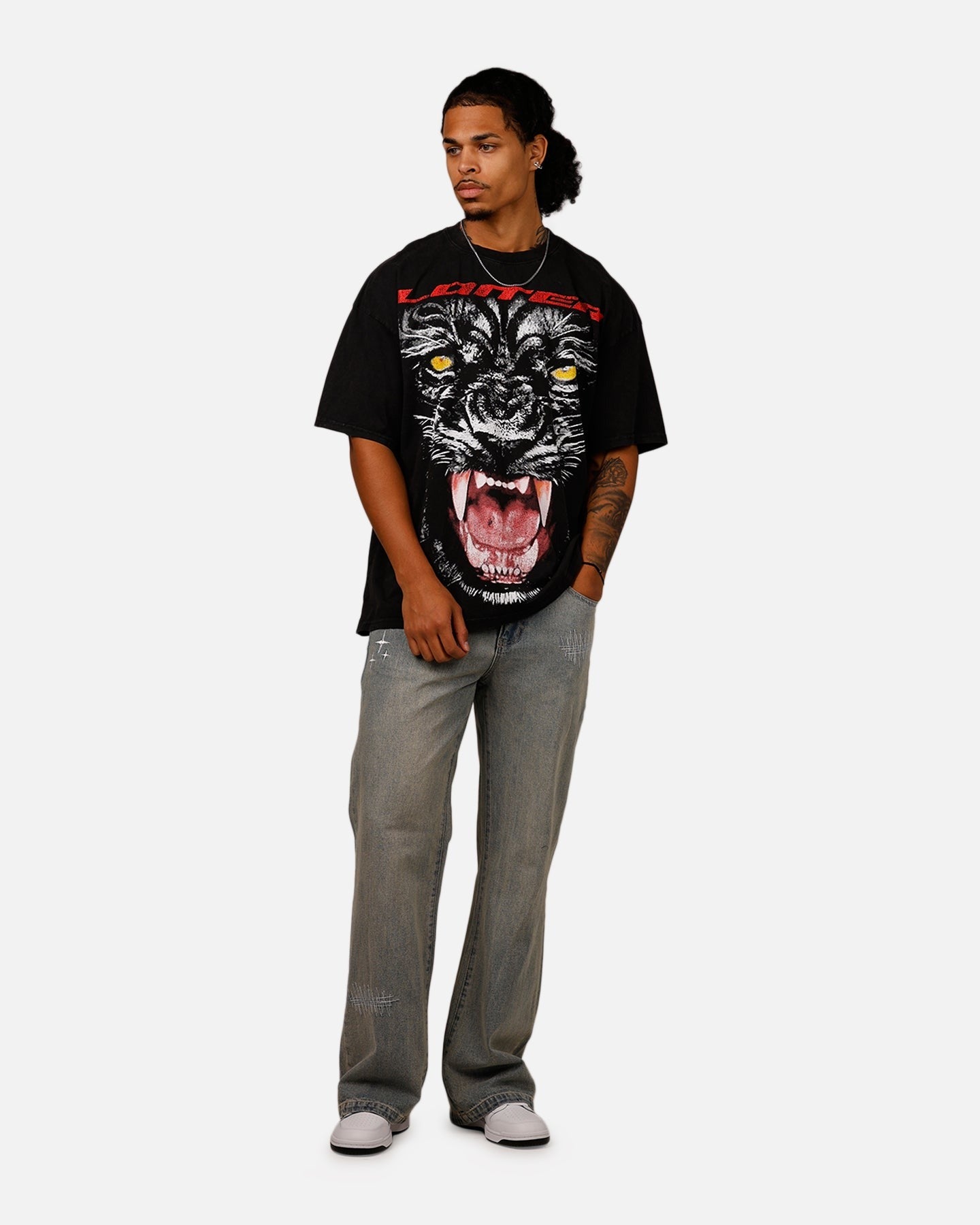 Loiter Urban Beast Vintage T-Shirt Black Acidwash