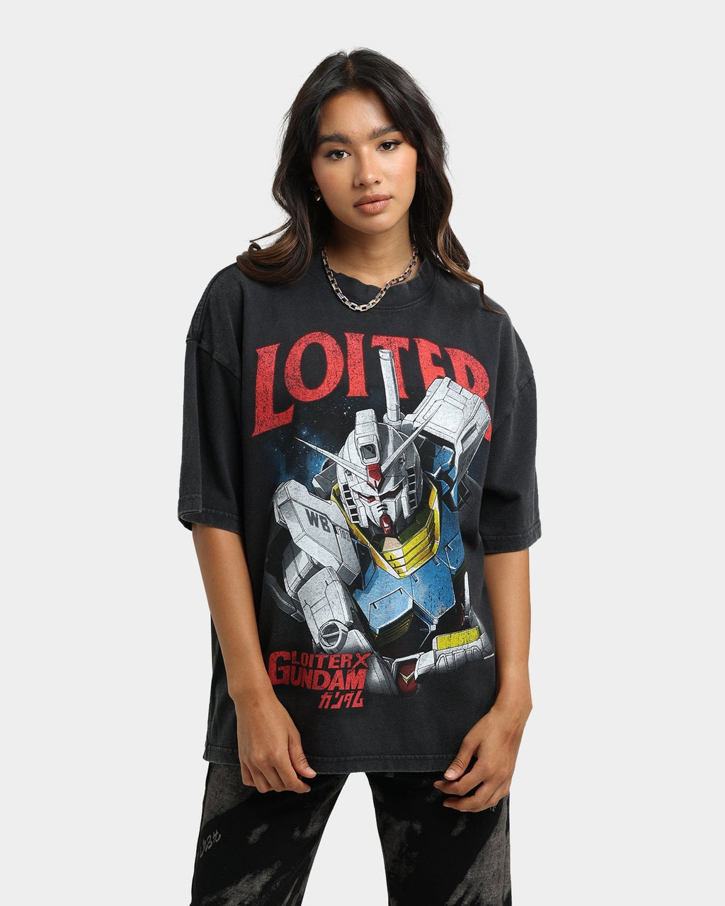 Loiter X Gundam Gundam Vintage T-Shirt Vintage Black Style001