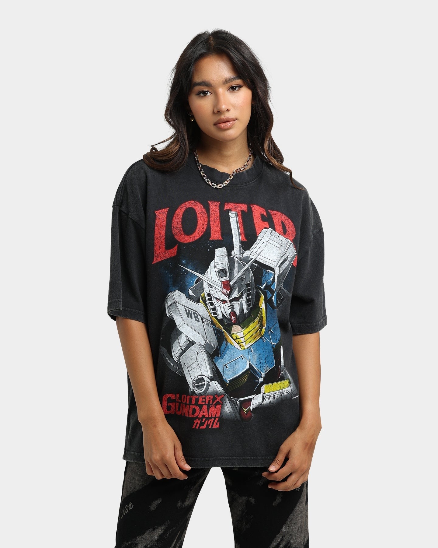Loiter X Gundam Gundam Vintage T-Shirt Vintage Black Style001