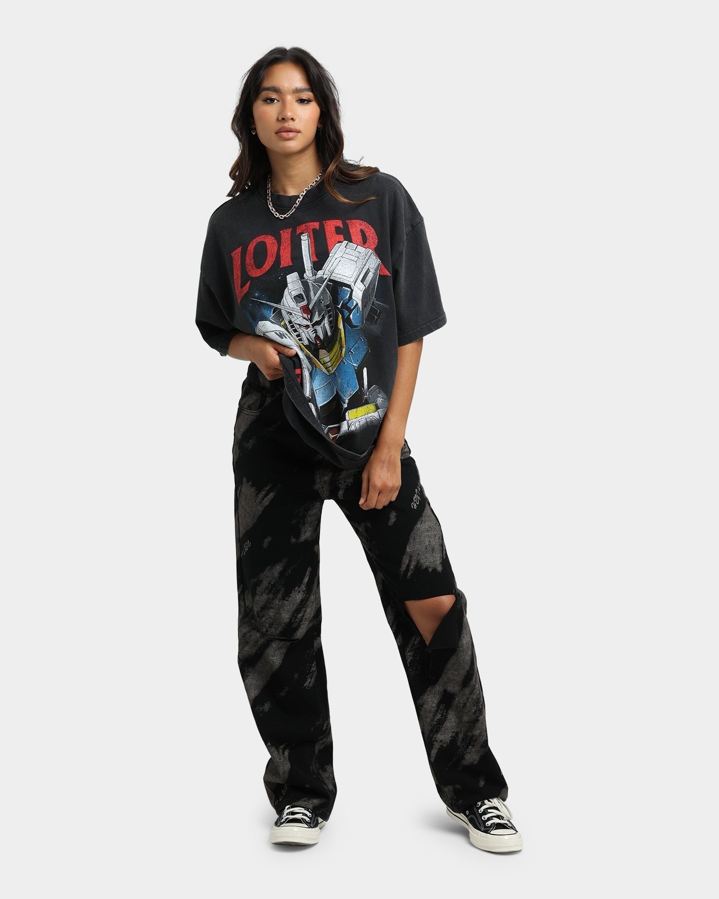Loiter X Gundam Gundam Vintage T-Shirt Vintage Black Style001