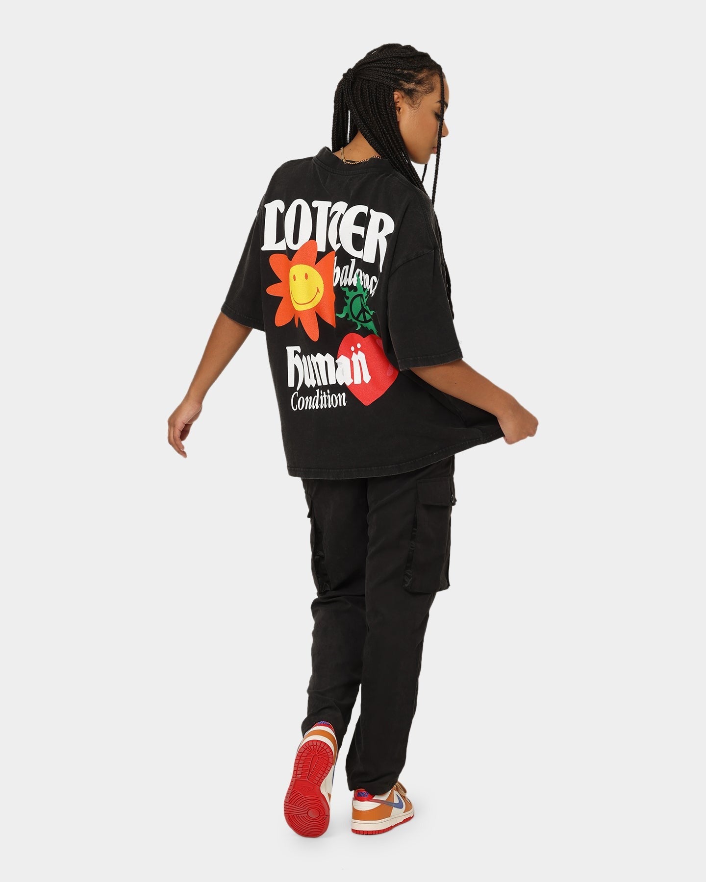 Loiter X Smiley Human Condition Vintage T-Shirt Vintage Black Style001