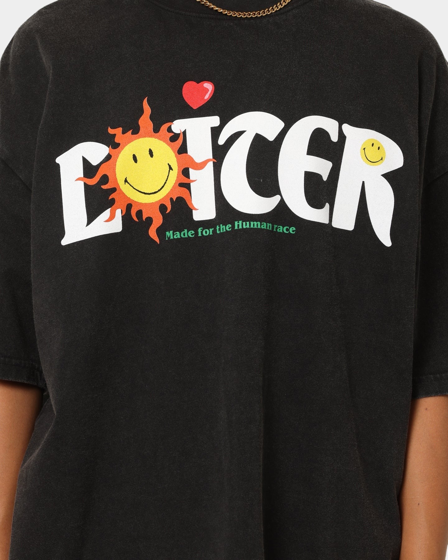 Loiter X Smiley Human Condition Vintage T-Shirt Vintage Black Style001