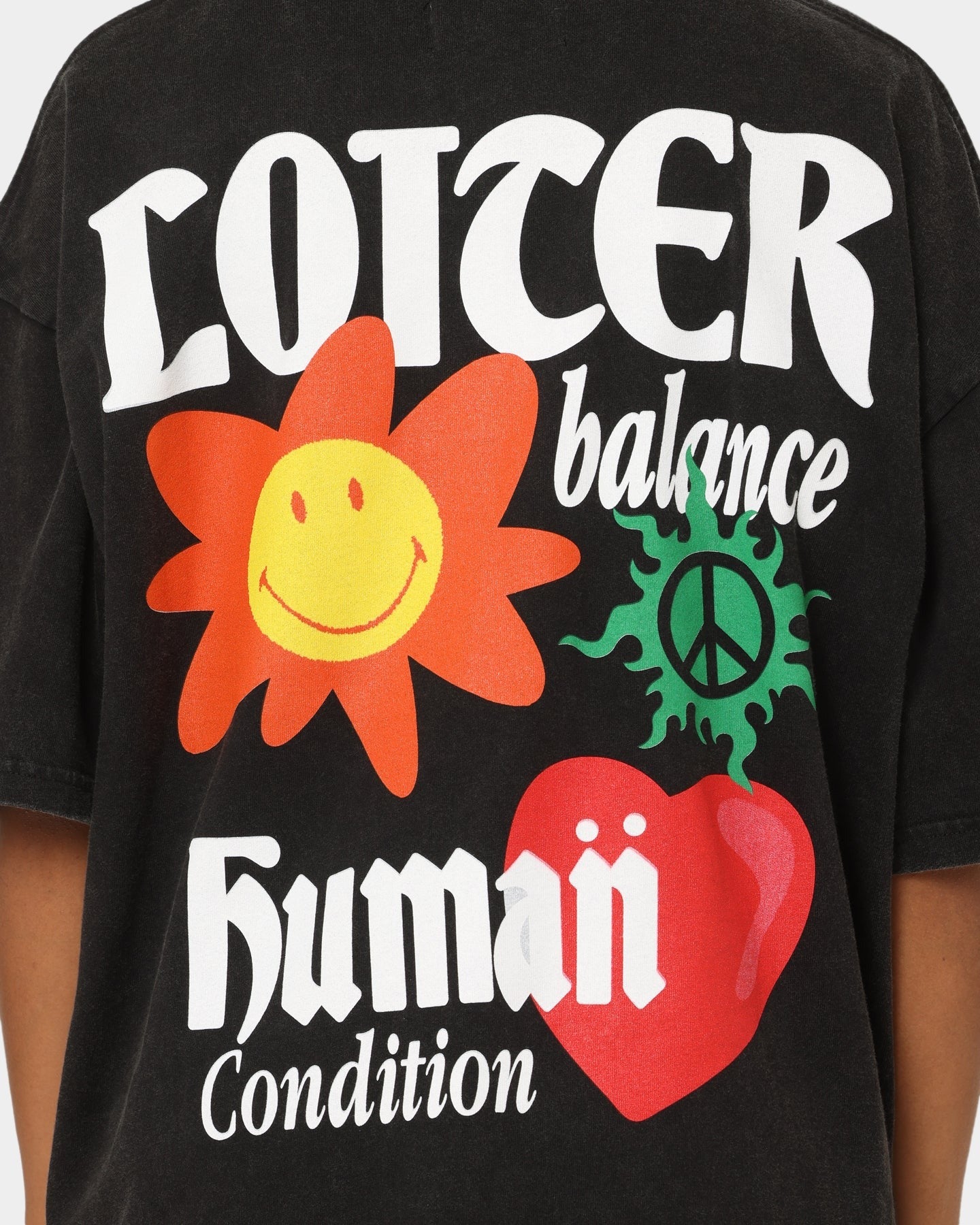 Loiter X Smiley Human Condition Vintage T-Shirt Vintage Black Style001