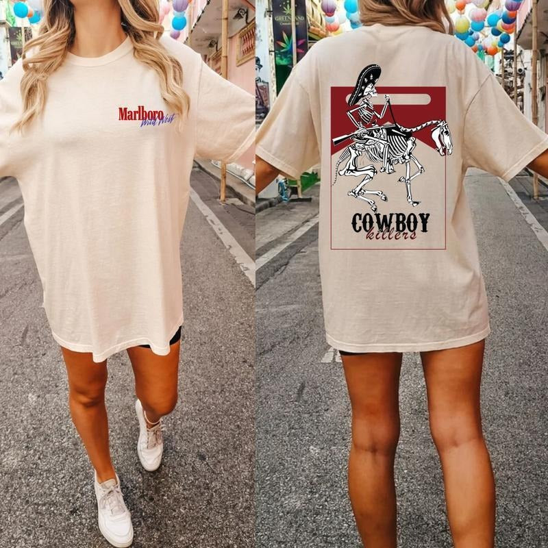 MARLBORO Cowboy Killer Hoodie, Unisex SweatShirt, 2 side-Crewneck GIldan T-shirt, Cowboy Killer Shirt