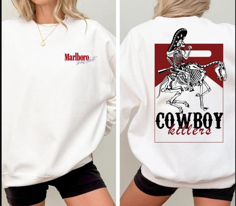 MARLBORO Cowboy Killer Hoodie, Unisex SweatShirt, 2 side-Crewneck GIldan T-shirt, Cowboy Killer Shirt