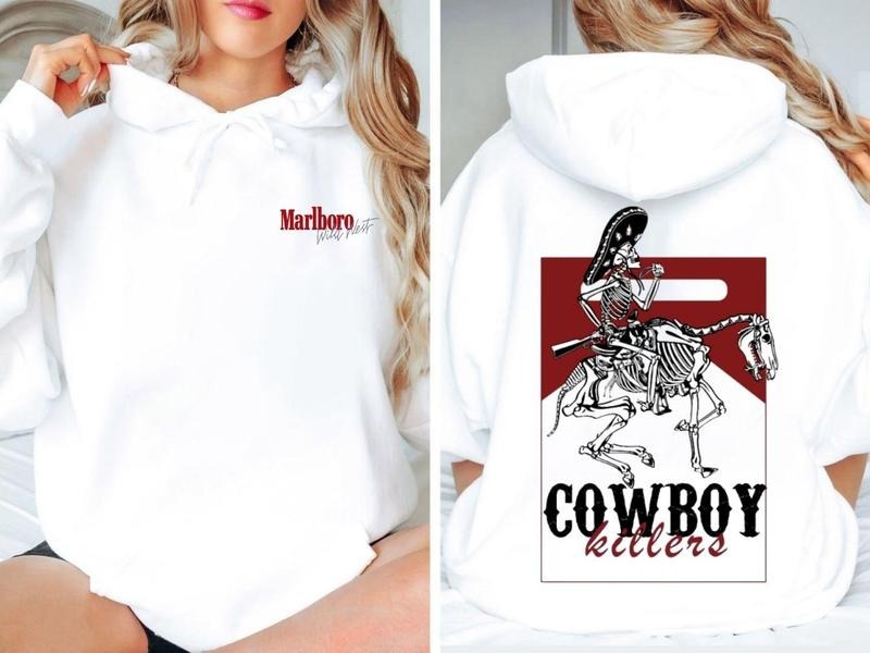 MARLBORO Cowboy Killer Hoodie, Unisex SweatShirt, 2 side-Crewneck GIldan T-shirt, Cowboy Killer Shirt