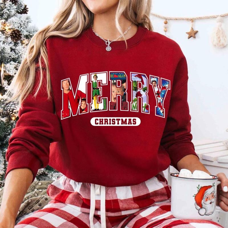 MERRY CHRISTMAS 90s Movies Sweatshirt, Christmas Shirt For Movies Lovers, Merry Christmas Sweatshirt