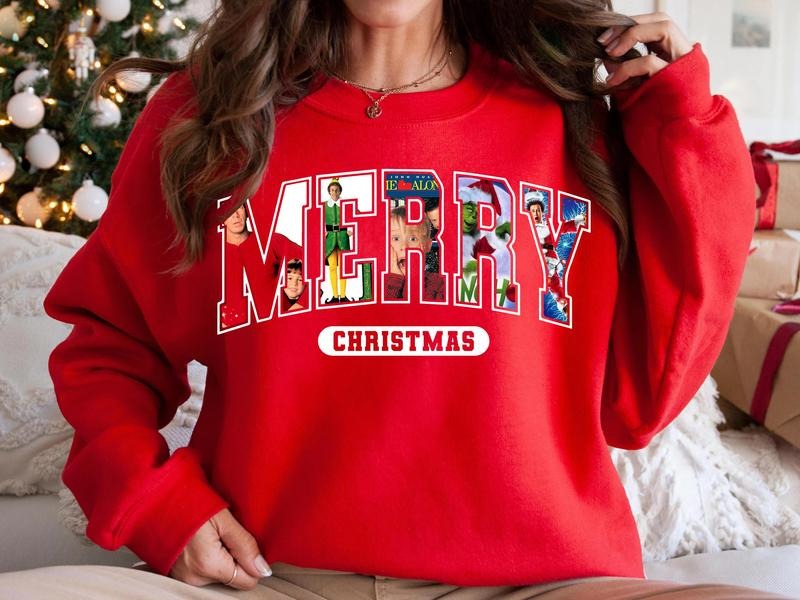 MERRY CHRISTMAS 90s Movies Sweatshirt, Christmas Shirt For Movies Lovers, Merry Christmas Sweatshirt