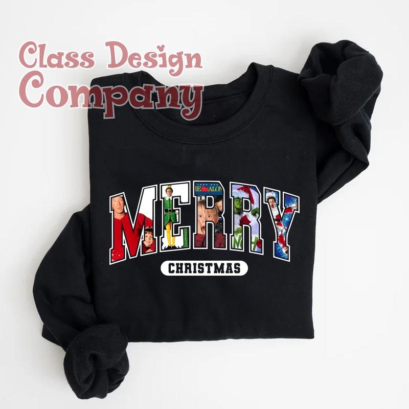 MERRY CHRISTMAS 90s Movies Sweatshirt, Christmas Shirt For Movies Lovers, Merry Christmas Sweatshirt