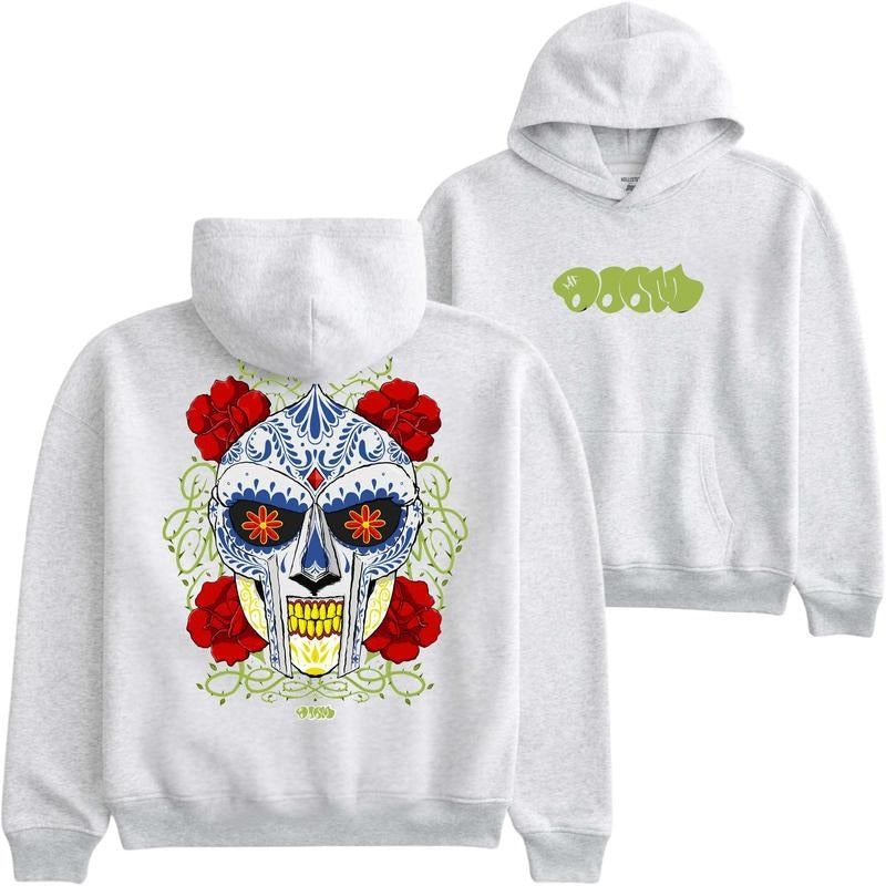 MF DOOM Mask With MAGA Mexico Skulll Art Graphic Hoodie, Urban Streetwear with Hip Hop Style, Perfect Sweatshirt for DOOM Fans, T-shirt for Rap Fans