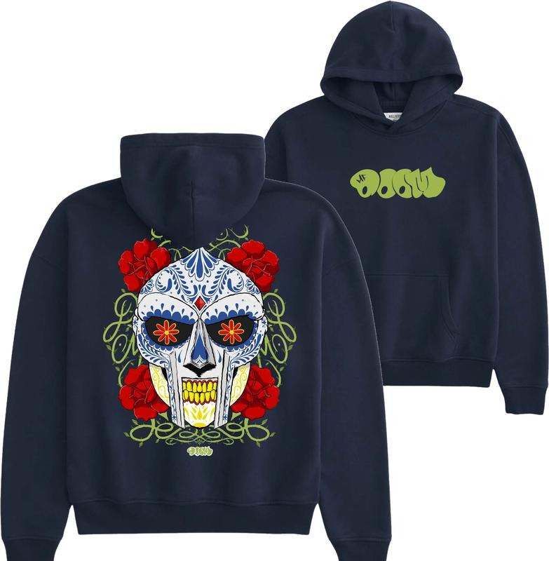 MF DOOM Mask With MAGA Mexico Skulll Art Graphic Hoodie, Urban Streetwear with Hip Hop Style, Perfect Sweatshirt for DOOM Fans, T-shirt for Rap Fans