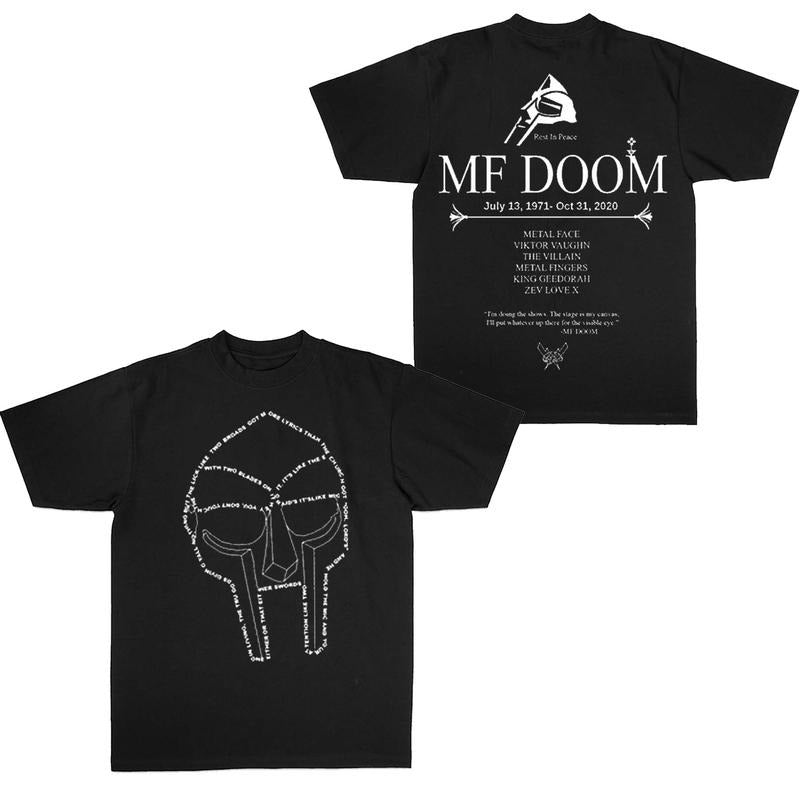 MF DOOM Memorial Graphic Tee shirt, Mask & Quote Design, Celebrating Hip-Hop Legend, Rap Villain Tribute, Unisex Cotton Menswear