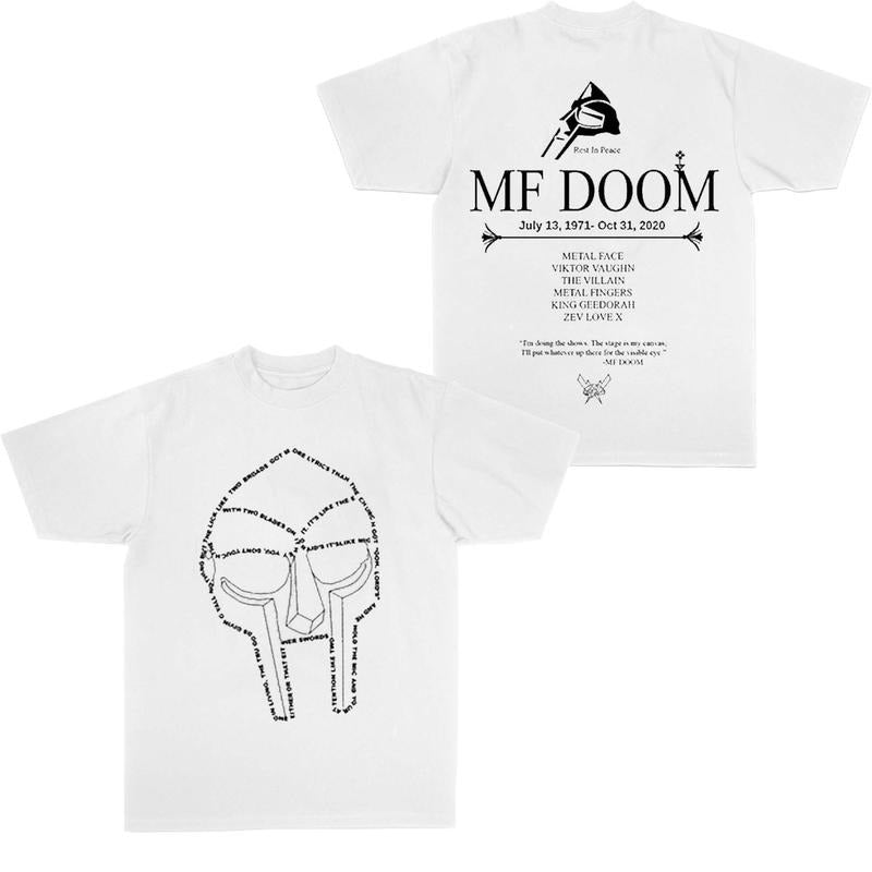 MF DOOM Memorial Graphic Tee shirt, Mask & Quote Design, Celebrating Hip-Hop Legend, Rap Villain Tribute, Unisex Cotton Menswear