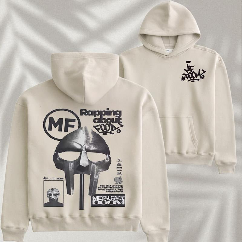 MF DOOM Rapping About Foods T-Shirt Comic Vintage Style , Hip Hop Icon Graphic Tee, 2 Sides Rap Tee, Doom The Villain Shirt, Unisex For Women Menswear