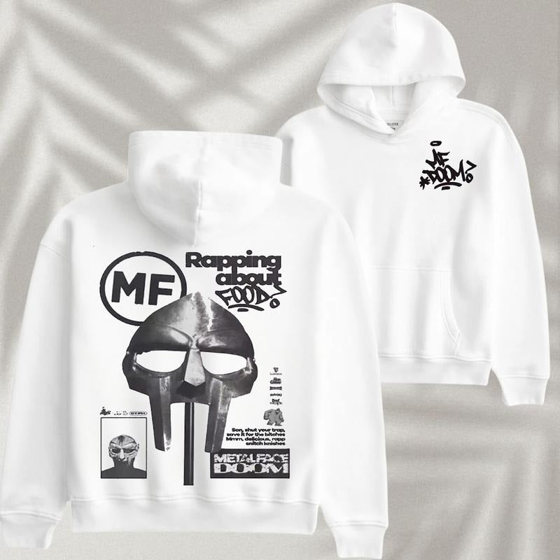 MF DOOM Rapping About Foods T-Shirt Comic Vintage Style , Hip Hop Icon Graphic Tee, 2 Sides Rap Tee, Doom The Villain Shirt, Unisex For Women Menswear