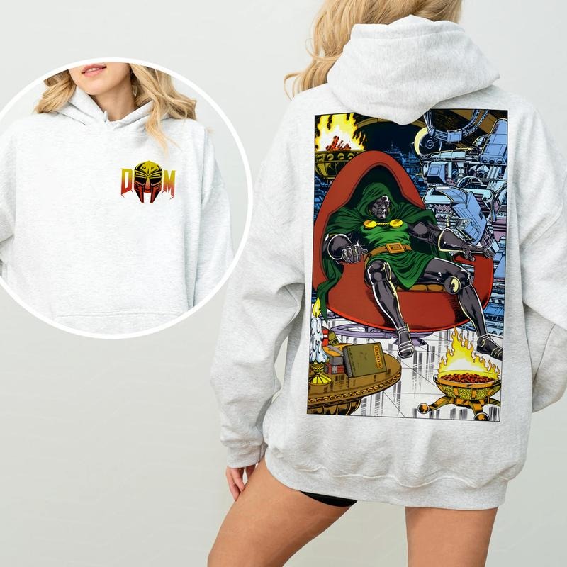 MF DOOM T-Shirt Comic Vintage Style , Hip Hop Icon Graphic Tee, MF Doom 2 Sides Rap Tee, Doom The Villain Shirt, Unisex for Men, For Women Menswear