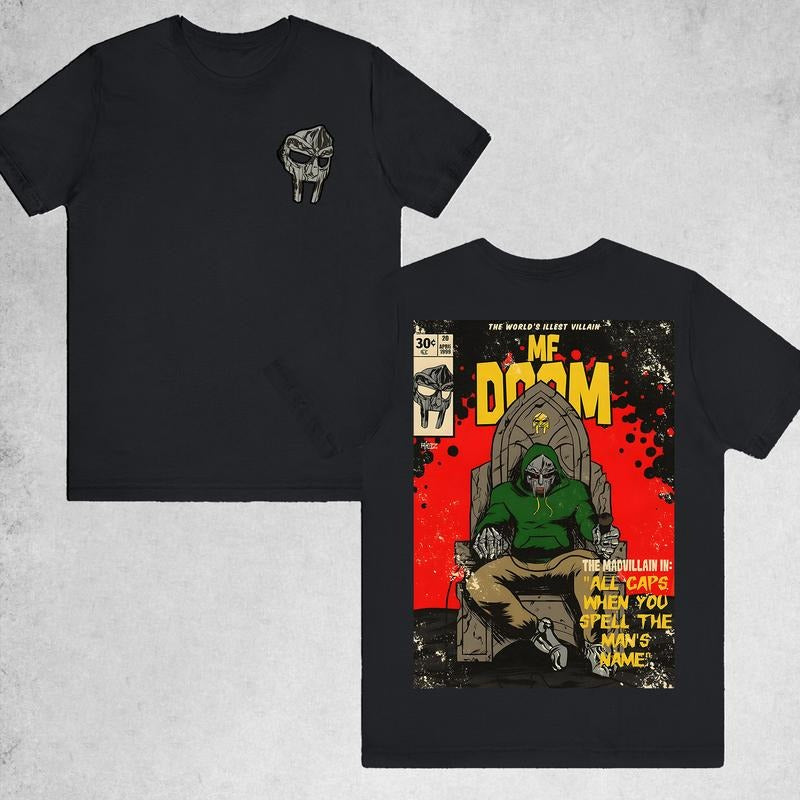 MF DOOM The World's Illest Villain Rap T-Shirt Comic Vintage Style ,  Graphic Tee, MF Doom Rap Tee, Doom The Villain Shirt, Cotton Menswear