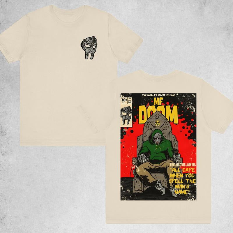 MF DOOM The World's Illest Villain Rap T-Shirt Comic Vintage Style ,  Graphic Tee, MF Doom Rap Tee, Doom The Villain Shirt, Cotton Menswear