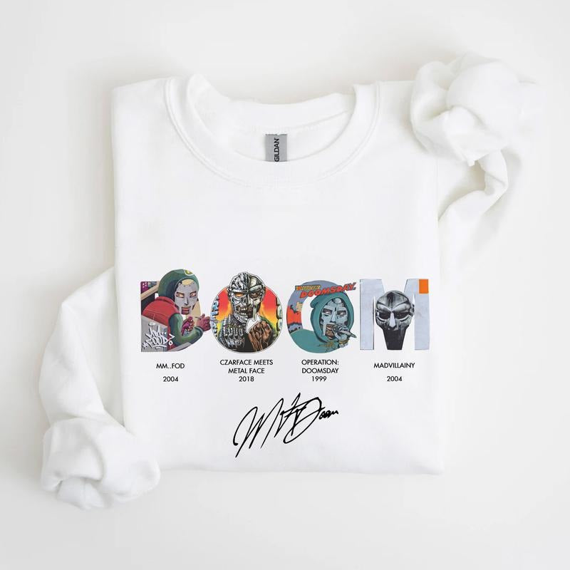 MF DOOM Words Sign Art Sweatshirt, MF Doom Rap Tee, Doom The Villain Shirt, Unisex for Men, For Women Cotton Menswear style 001