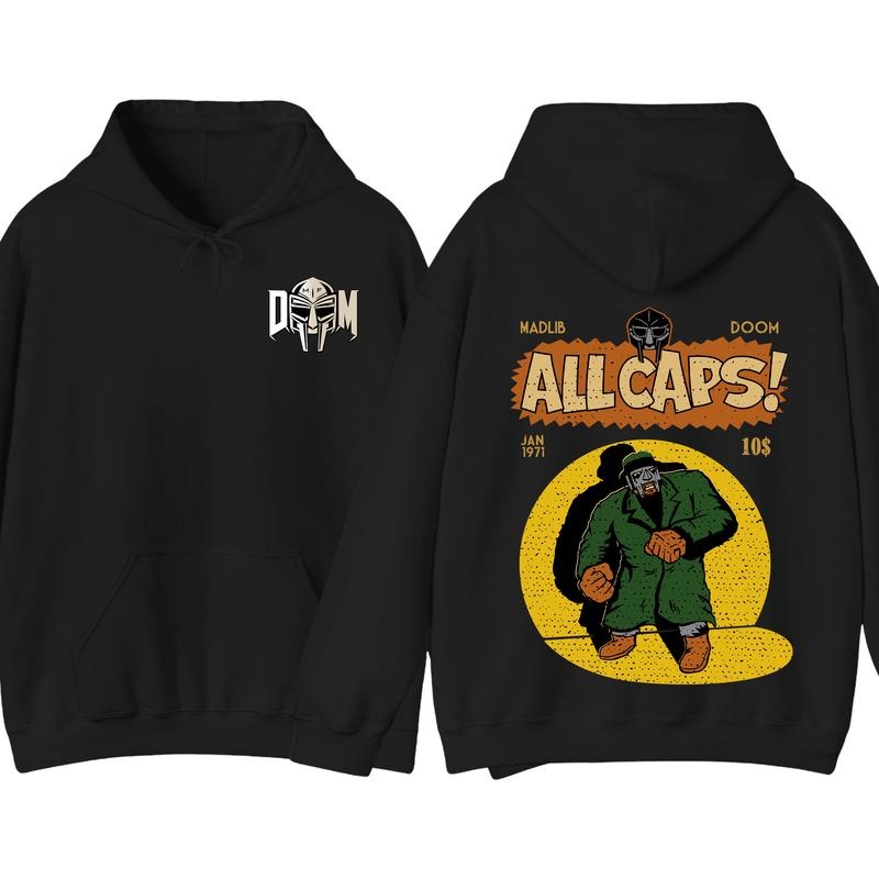 MF Doom Madlib All Cap Hoodie, Rap Music Sweatshirt, Madvillain Metal Tee, Gift For Music Lover