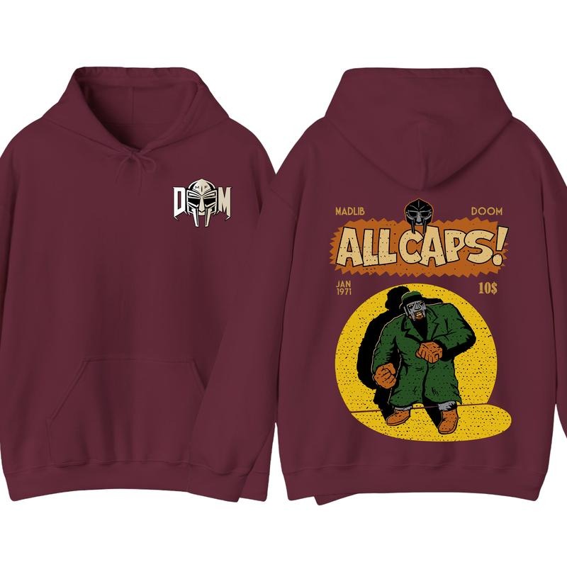MF Doom Madlib All Cap Hoodie, Rap Music Sweatshirt, Madvillain Metal Tee, Gift For Music Lover