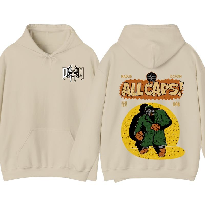 MF Doom Madlib All Cap Hoodie, Rap Music Sweatshirt, Madvillain Metal Tee, Gift For Music Lover