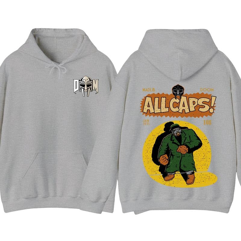 MF Doom Madlib All Cap Hoodie, Rap Music Sweatshirt, Madvillain Metal Tee, Gift For Music Lover