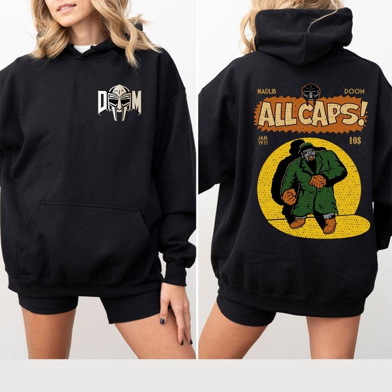 MF Doom Madlib All Caps Sweatshirt T-Shirt Hoodie, Metal Face Shirt, MadVillain Sweatshirt, Warrior Hoodie, Rock Hoodie, Gift For Fan Rock Music