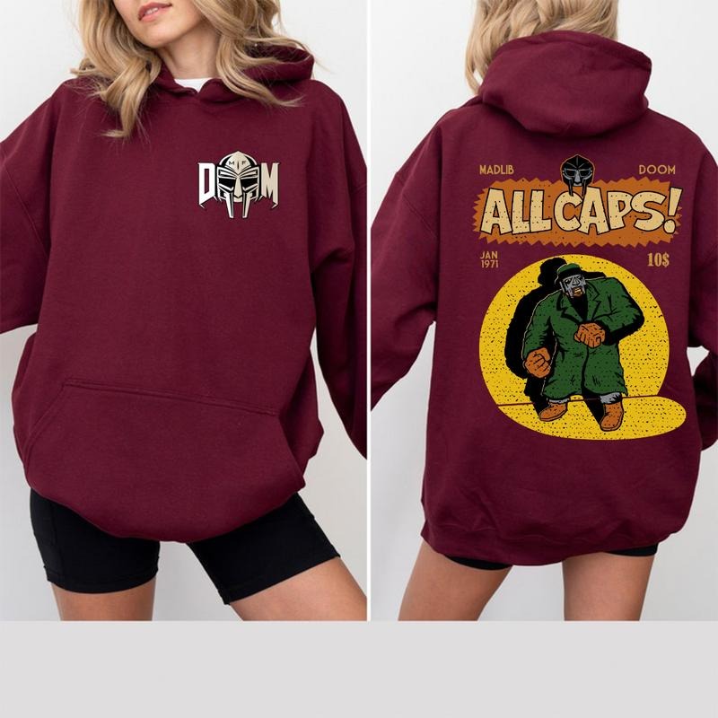 MF Doom Madlib All Caps Sweatshirt T-Shirt Hoodie, Metal Face Shirt, MadVillain Sweatshirt, Warrior Hoodie, Rock Hoodie, Gift For Fan Rock Music