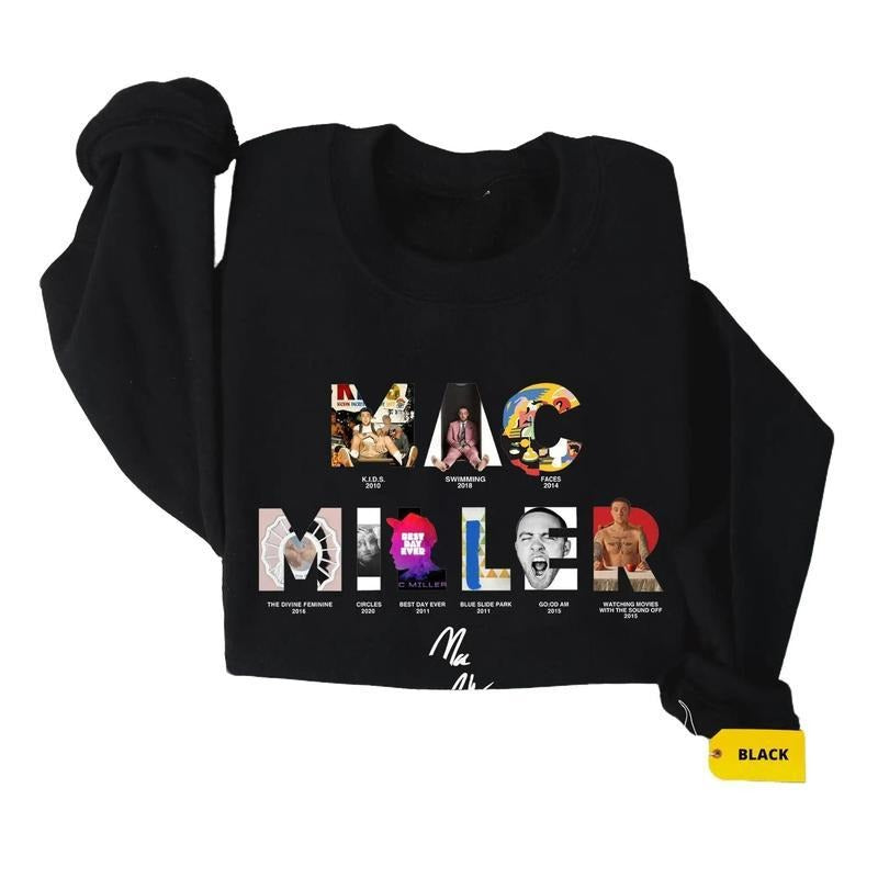 Mac Miller Album with Sign Graphic Sweater, Mac Miller Album Sweatshirt, Hip Hop T-Shirt, Unisex Cotton Hoodie, Casual Rap Tee Crewneck