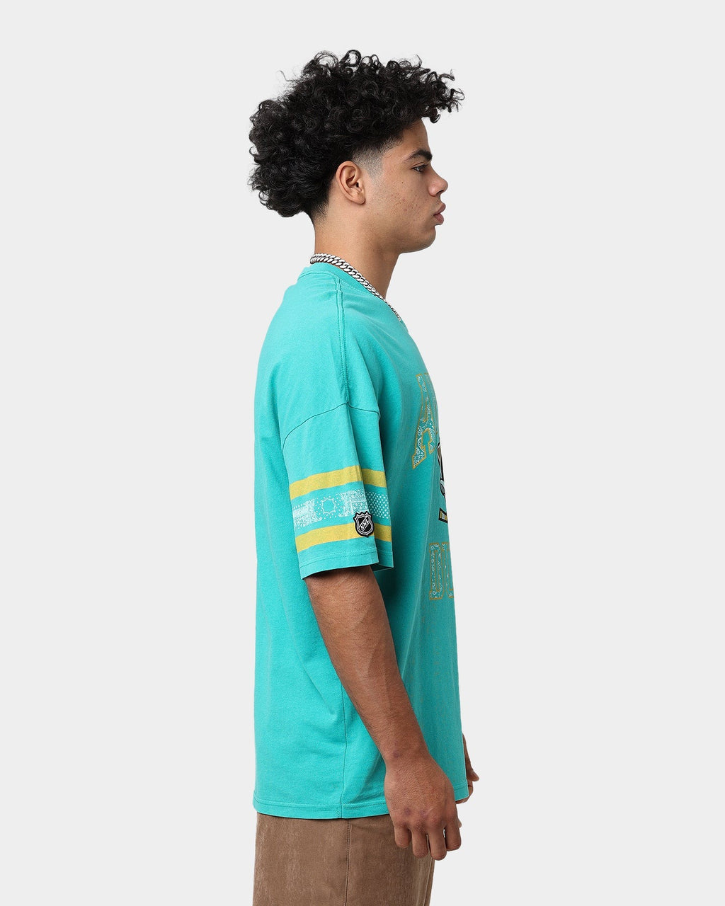 Majestic Athletic Anaheim Ducks Paisley Stripe Vintage T-Shirt Faded Teal
