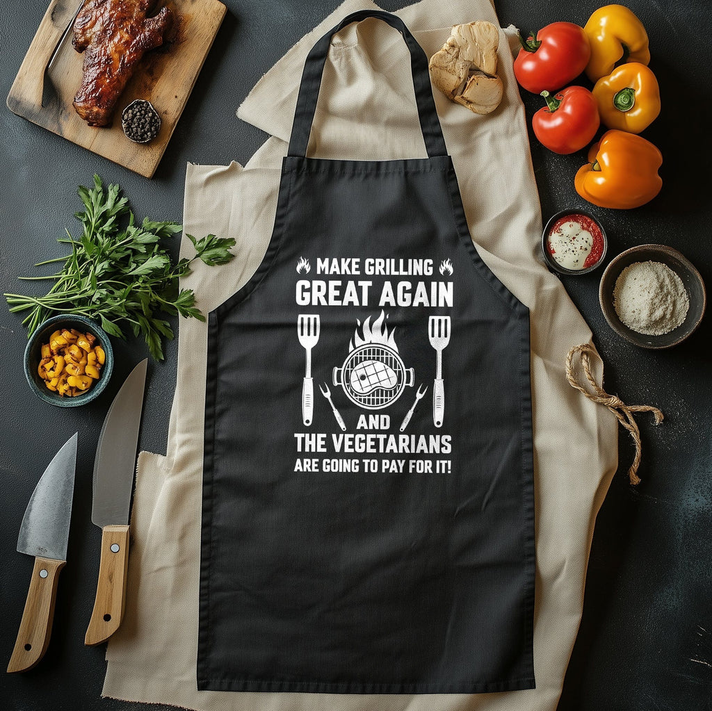 Make Grilling Great Again T-Shirt - BBQ Lovers Unite! Funny Design, Unisex, 100% Cotton. Warning: Vegetarians Might Get Grilled!