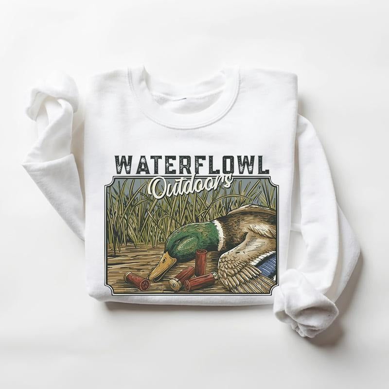 Mallard Duck Hunting Water flowl Outdoors Sweatshirt Hello Hunting Season Hoodie,  Unisex Nature Animal Lover Deer Duck Dog Cotton Pullover