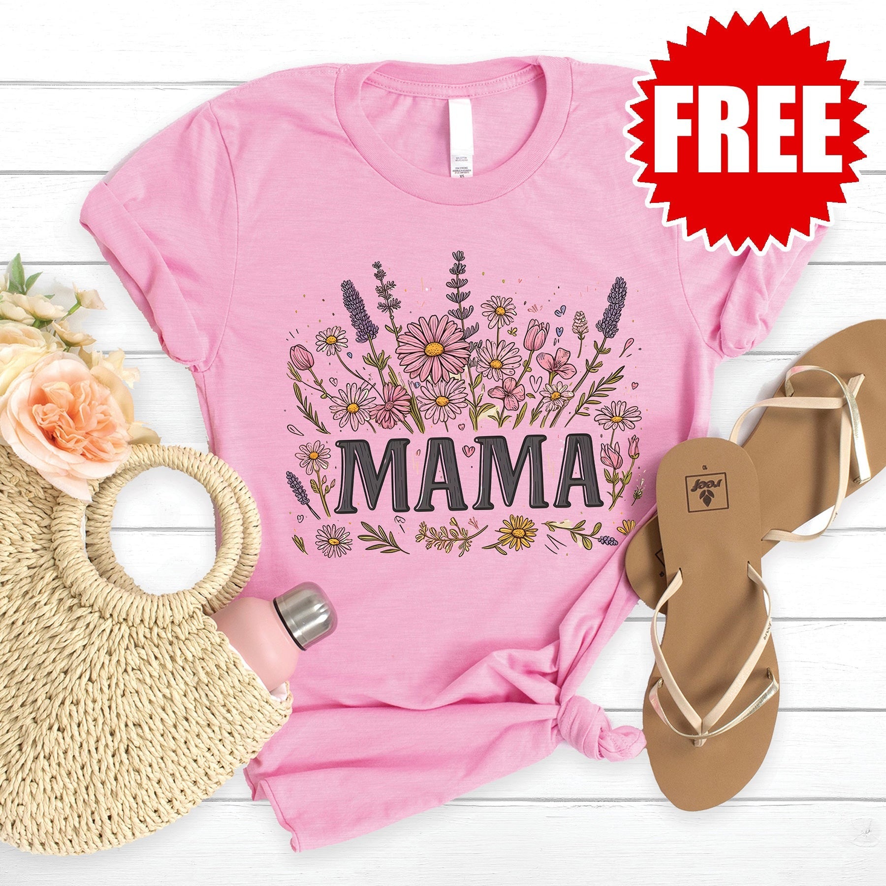 Mama Tee - Heather Bubble Gum Style001