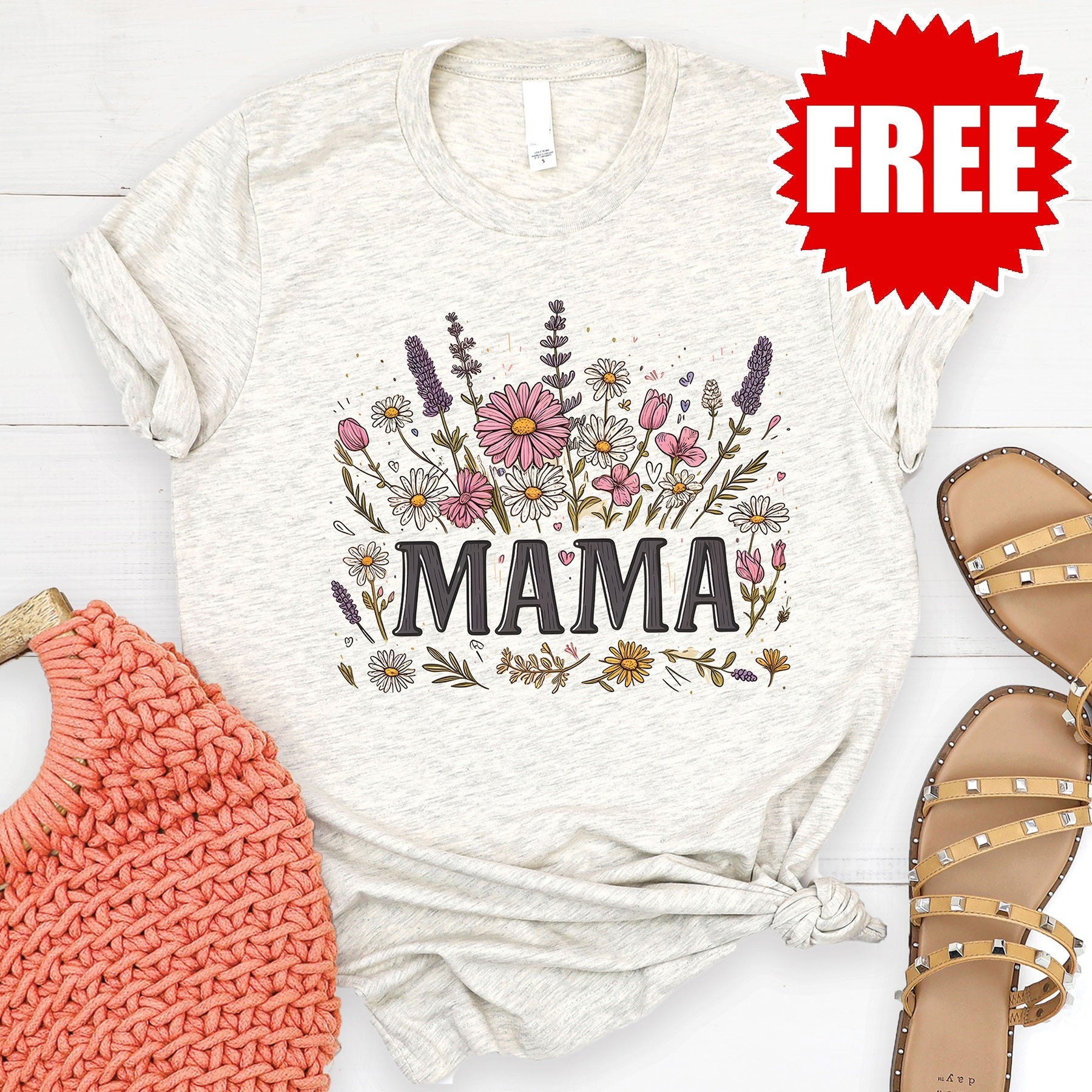 Mama Tee - Heather Oatmeal Style001