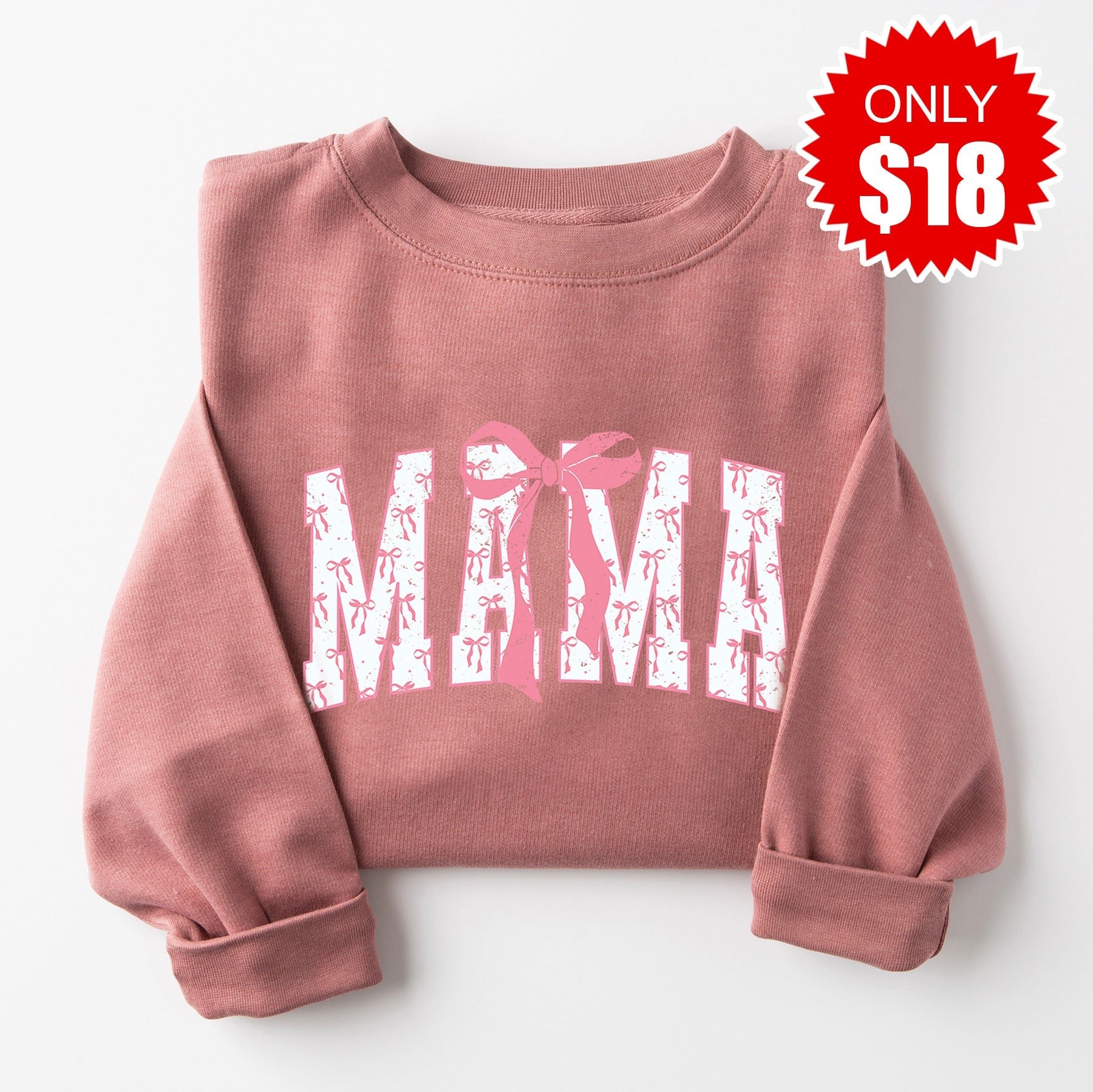 Mama Varsity Bow Sweatshirt - Heather Mauve - 18