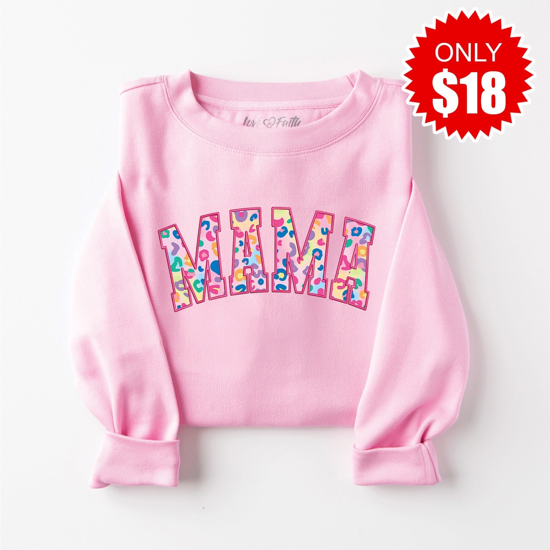 Mama Varsity Crewneck Sweatshirt - Heather Bubble Gum