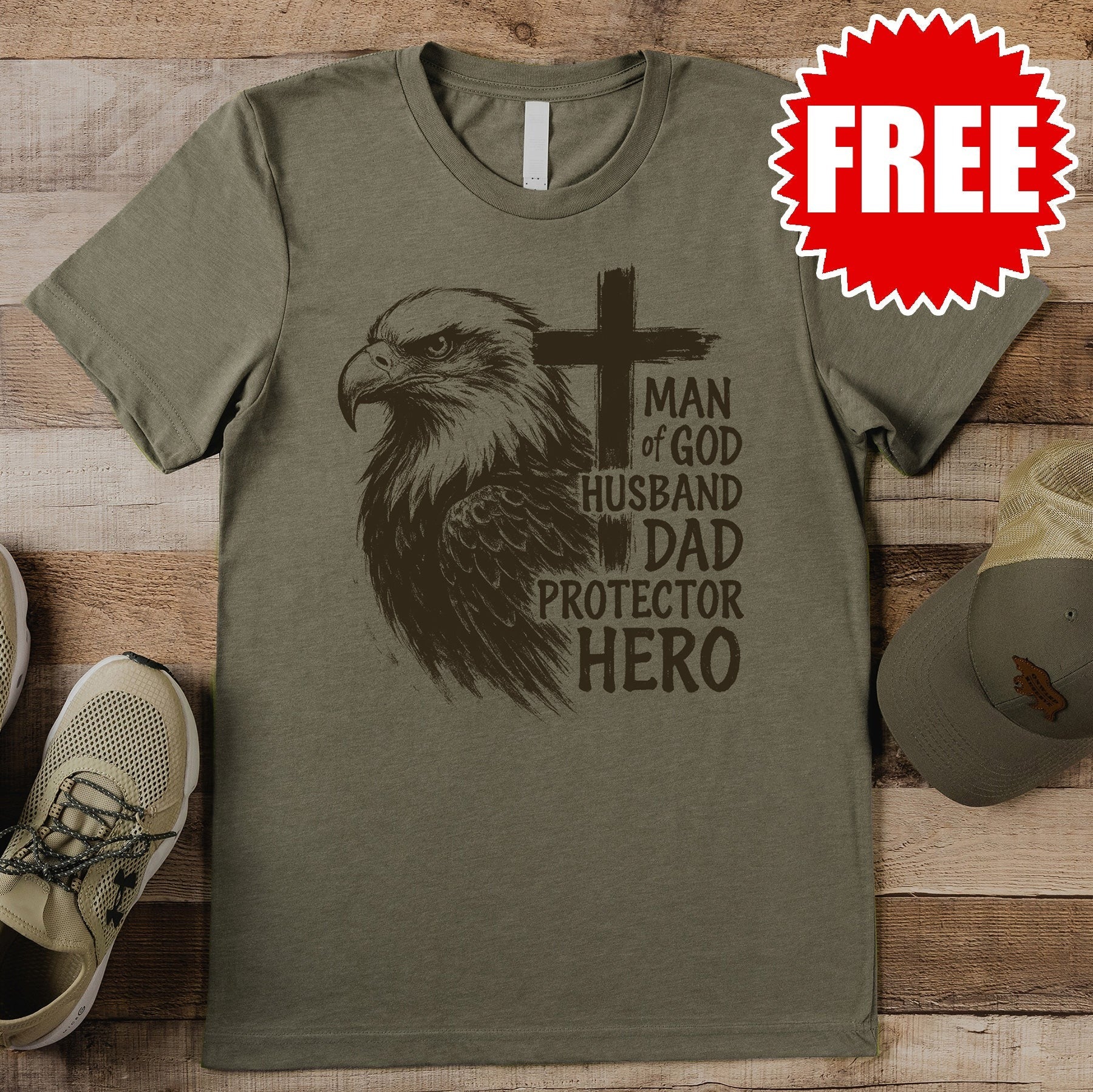 Man of God Eagle Tee - Black - 0