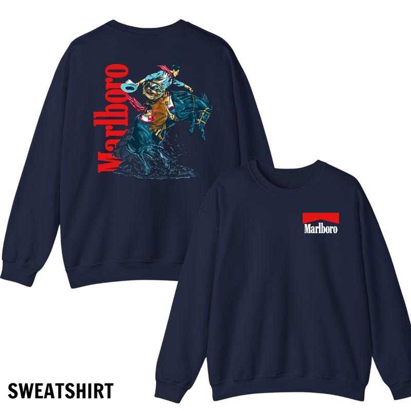 Marlboro Menswear Hoodie, Sweatshirt, and T-Shirt - Western Rodeo Design with Bold Cowboy Graphics, Perfect for Wild West Fans and Iconic Branding