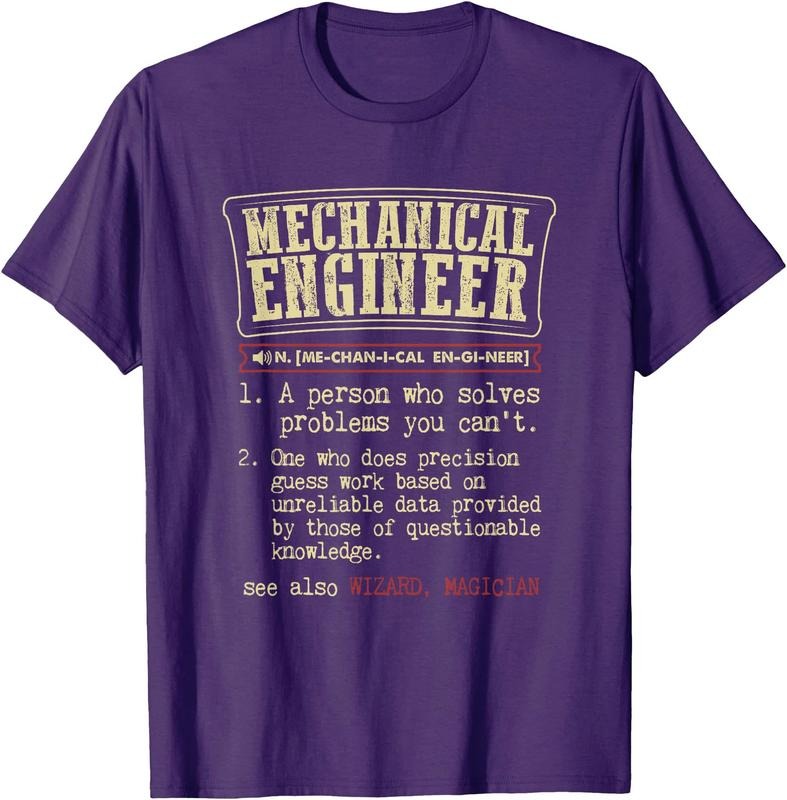 Mechanical Engineer Funny Dictionary Definition Unisex T-Shirt Sweatshirt Hoodie Crewneck Casual Shortsleeve Tshirt