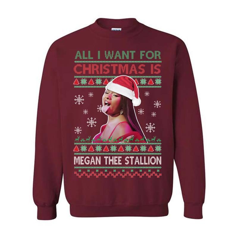 Meg All I Want For Christmas Is Meegan The Stalion Sweatshirt, Rapper Hiphop Music Album Tour 2024 Shirt, For Men And Women, Full Sizes Full Colors, C