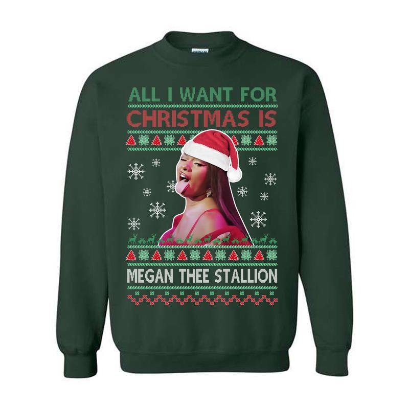 Meg All I Want For Christmas Is Meegan The Stalion Sweatshirt, Rapper Hiphop Music Album Tour 2024 Shirt, For Men And Women, Full Sizes Full Colors, C