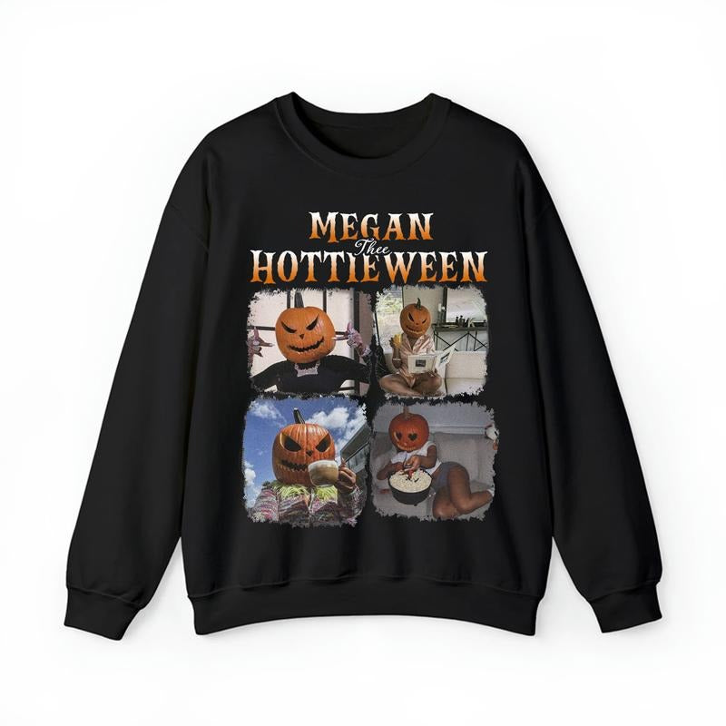 Meg Thee Hottieween Sweatshirt, Halloween Pumpkin Spooky Shirt, Rapper Hiphop Music Shirt, For Men And Women, Full Sizes Full Colors, Cotton Tops