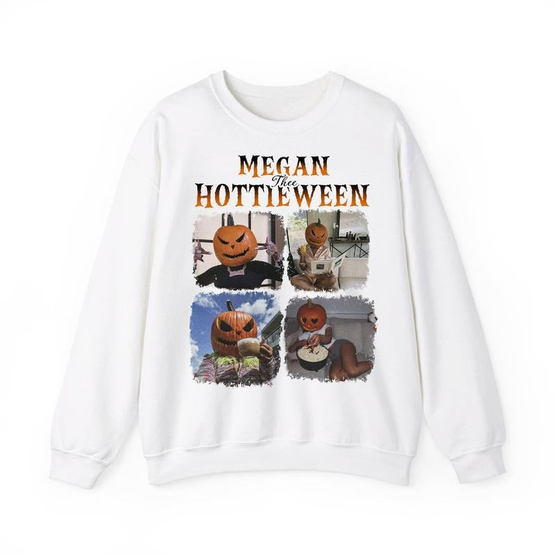 Meg Thee Hottieween Sweatshirt, Halloween Pumpkin Spooky Shirt, Rapper Hiphop Music Shirt, For Men And Women, Full Sizes Full Colors, Cotton Tops