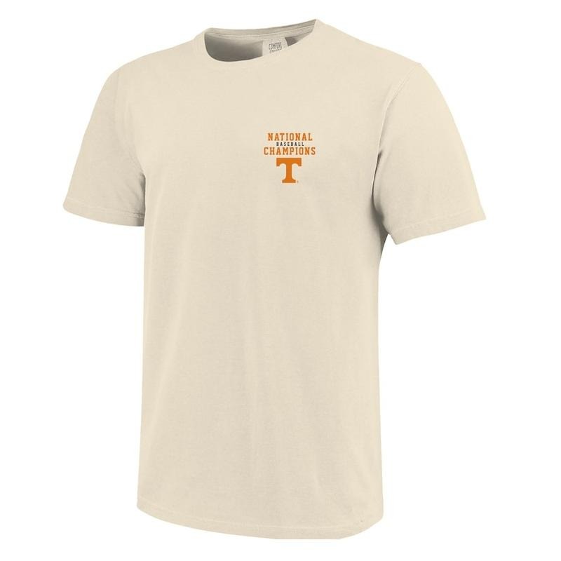 Men Natural Tennessee Volunteers 2024 NCAA Men Baseball College World Series Champions Swing Classic Fit T Shirt