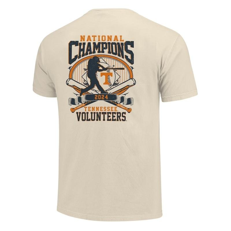 Men Natural Tennessee Volunteers 2024 NCAA Men Baseball College World Series Champions Swing Classic Fit T Shirt
